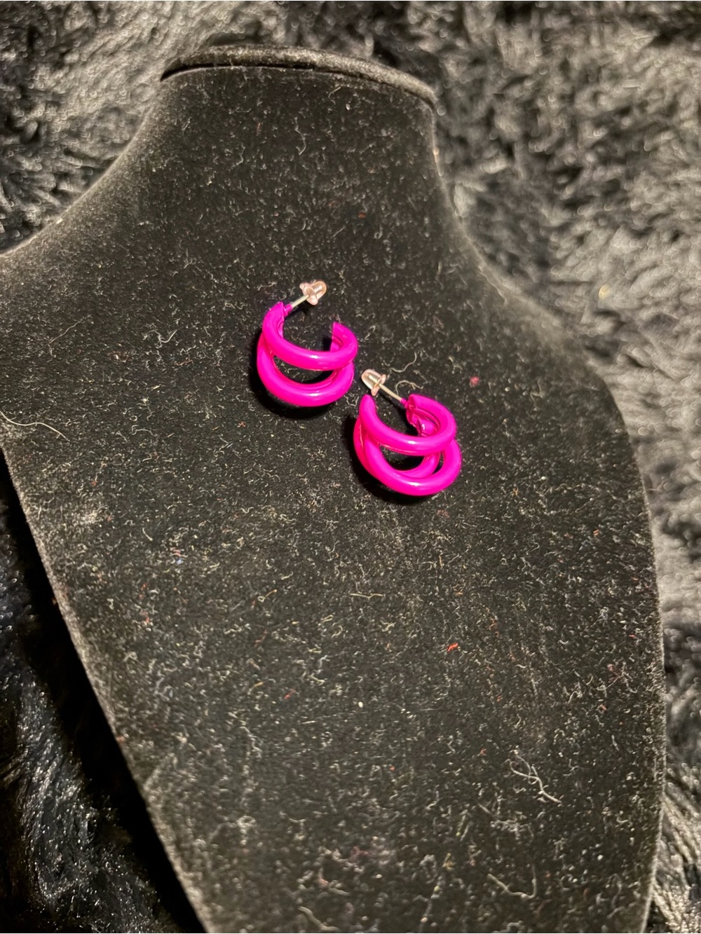 Bright Pink Double Hoop Stud Earrings - Women Jewelry